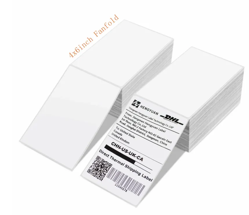 Blank White Waybill Sticker A6 Folded Thermal Label Sticker Paper 100x150 roll shipping Label 4x6 Fan Fold