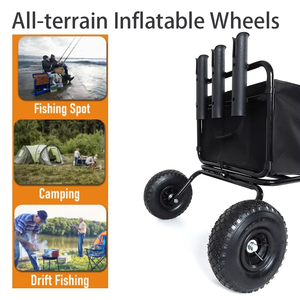 El nuevo vehículo de pesca de playa de 4 ruedas de acero inoxidable para exteriores es portátil y fácil de instalar para acampar y pescar al aire libre - Product Image 6