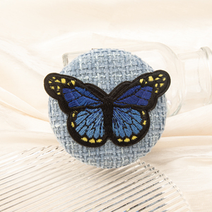 Espejo de Bolsillo Plegable de Doble Cara con Logotipo Personalizado, Diseño de Mariposa y Parche Monarca Vintage, de Tela Tejida de 70mm, Venta al por Mayor - Product Image 3