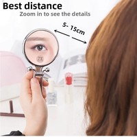 Miroir de maquillage portable pliable haut de gamme, rond, en ABS, double face, grossissement 10x 15x, 6 pouces, avec boîte cadeau YD-2