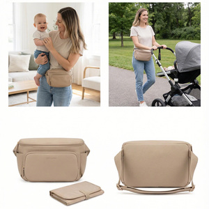<span class=keywords><strong>Sac</strong></span> banane de maternité en cuir végétalien de qualité supérieure, fabriqué en usine OEM, avec matelas <span class=keywords><strong>à</strong></span> <span class=keywords><strong>langer</strong></span> <span class=keywords><strong>compact</strong></span> et rangement pour lingettes pour bébé - Product Image 3