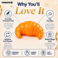 Jouet Squishy en Pâte à Modeler Croissant Croustillant TONGXIN, Jouets Squishies, Jouets à Presser, Balles Anti-Stress, Fidgets Squishy