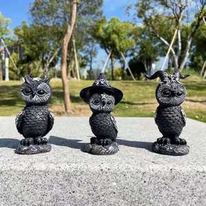 Statuetta di <span class=keywords><strong>Gufo</strong></span> Magico in Resina, Statua di Uccello Gotico per Stregoneria, Decorazione di Halloween, <span class=keywords><strong>Gufo</strong></span> Cornuto Occulto con Cappello da Mago - Product Image 4