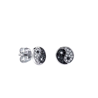 Boucles d'oreilles de luxe en argent 925 en gros, motif Yin Yang Tai Chi, avec moissanite, pour mariage