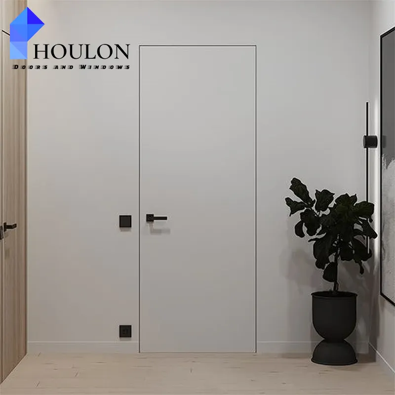 Inovasi grosir Modern Oak pintu Interior kayu padat pintu kayu tanpa bingkai minimalis