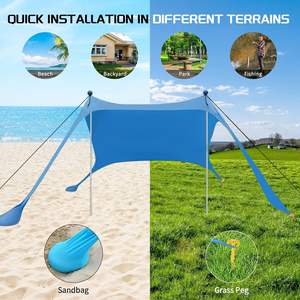 شعار مخصص الصيف للماء طبقة أنيق الأسلاك كبير الظل الشمس المأوى الشاطئ مظلة ليكرا شاطئ مع 2 أعمدة للشاطئ - Product Image 6