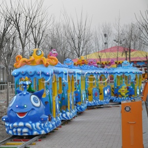 <span class=keywords><strong>Train</strong></span> sur rail pour enfants en FRP, nouveau design, thème océan, attraction familiale pour centres commerciaux et fêtes foraines, 14 places - Product Image 1