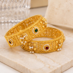 Zyvory 925 Silver Antique Bangles Traditional Designer <b>Kada</b> Bracelet Set for Women Wedding Jewelry 50g Hall Mark HUID Certified - Product Image 3
