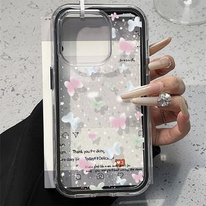 เคสโทรศัพท์ที่เหมาะสำหรับ iPhone 17 Pro Max, เคสโทรศัพท์กันกระแทกแบบมินิมอลสไตล์เกาหลี ลายผีเสื้อแบบเต็มหน้าจอ รูใหญ่ - Product Image 5