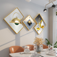 Peinture murale en porcelaine cristalline à trois panneaux de style nordique pour salon, minimalisme moderne, tableau horloge pour mur derrière le canapé