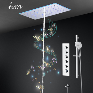 ฝักบัวอาบน้ำแบบ LED ขนาดใหญ่ 24*12 นิ้ว แบบเรนชาวเวอร์ วอเตอร์ฟอล สเปรย์ คอลัมน์ พร้อมชุดผสมอุณหภูมิแบบเทอร์โมสแตติก - Product Image 5