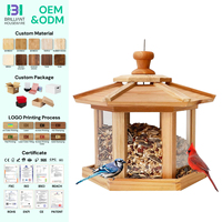 Mangeoires à oiseaux en bambou hexagonales BH Easy Clean and Fill Design avec plateau en maille ventilée pour l'extérieur
