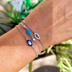 Pulsera de Plata de Ley 925 Personalizada con Ojo Azul Marino - Product Image 3
