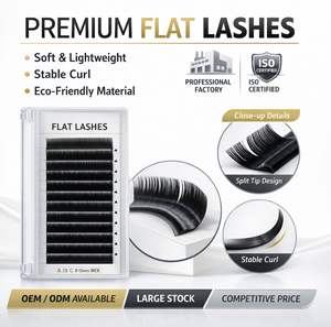 Extensiones de Pestañas Profesionales de Marca Estadounidense, Planas y Elípticas, Color Negro Mate, Suaves, de Cachemira, con Puntas Divididas, Pestañas Individuales para Uso en Salón - Product Image 2