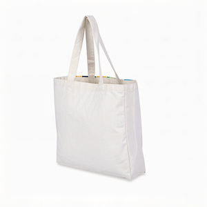 Sac en toile de coton vierge réutilisable <span class=keywords><strong>et</strong></span> écologique avec soufflet <span class=keywords><strong>et</strong></span> base, faible MOQ, logo personnalisé, sacs de courses en coton - Product Image 6