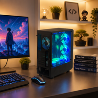 Boîtier PC noir Pcooling, tour moyenne, boîtier de bureau ATX, boîtier d'ordinateur de jeu, boîtier PC ATX avec ventilateurs