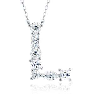Collar de Moissanita con Corte Múltiple VVS, Letra <span class=keywords><strong>J</strong></span>, que Pasa la Prueba del Diamante, Chapado en Platino sobre Plata 925, Joyería Fina Elegante - Product Image 3