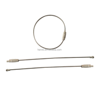 Porte-clés en acier inoxydable en gros avec anneau en fil métallique, cordon et verrouillage à vis pour câble, sac à main, étiquette de vêtement, connecteur