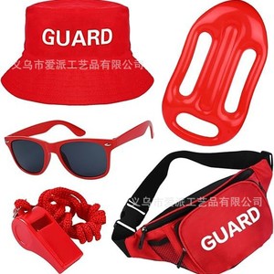 Guard Bucket Hat Sunglasses Waist Bag Whistle <b>Float</b> Red Rescue Gear Set For Lifeguard Use - Product Image 1