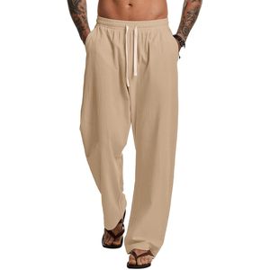 Pantalones Casuales de Algodón Ligero para Hombre FOXA, Corte Holgado, Cintura Elástica, Estilo Playa - Product Image 1
