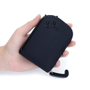 Ladies Creative Organ Multi-card Slots Card Holder Genuine Leather <b>Cute</b> Cat Coin <b>Purse</b> Classic Zipper Wallet for Women - Product Image 2