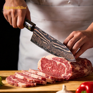 Couteaux <span class=keywords><strong>de</strong></span> <span class=keywords><strong>chef</strong></span> KitchenBliss Vg-10, <span class=keywords><strong>couteau</strong></span> <span class=keywords><strong>Santoku</strong></span> japonais <span class=keywords><strong>de</strong></span> 7 pouces, <span class=keywords><strong>couteau</strong></span> en damas <span class=keywords><strong>de</strong></span> cuivre à 33 couches avec manche forgé tricolore - Product Image 3