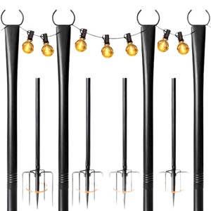 Metal <b>String</b> <b>Light</b> Poles With Adjustable Hooks For Patio Backyard Garden Decoration - Product Image 5