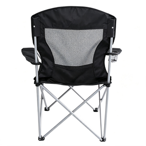 Chaise de camping pliable portable moderne pour l'extérieur avec cadre en acier inoxydable et accoudoirs en tissu Oxford maillé - Product Image 2
