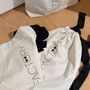 High Quality Custom Printed Logo Large Cotton Dust <b>Pouch</b> With Black Ribbon Cotton <b>Drawstring</b> <b>Pouch</b> - Product Image 2