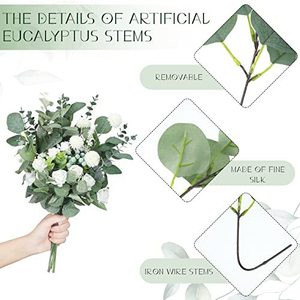 Ramas de Eucalipto Artificial Transfronterizas, Ramas Individuales de Plástico y Tela para Decoración de Bodas y Hogar, Follaje Verde Decorativo - Product Image 3