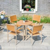 Meubles de salle à manger d'extérieur modernes 2+1, table carrée en plastique-bois, chaise avec structure en aluminium, revêtement en poudre, pour hôtel, hôpital