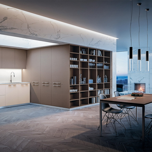 Mueble de Cocina Modular Moderno y Personalizable de Contrachapado con Cajones Deslizantes, Acabado Plano de PET Melamina y Laca, <span class=keywords><strong>Bisagras</strong></span> Incluidas, Fregadero y Salpicadero - Product Image 5