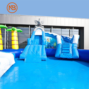 Parc aquatique gonflable terrestre Dauphin Éléphant Thème <span class=keywords><strong>Waterworld</strong></span> Toboggan aquatique avec piscine Combo Parcs d'attractions gonflables - Product Image 5