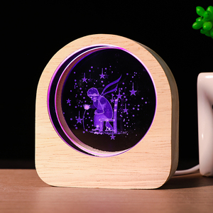 Esfera de Cristal <span class=keywords><strong>con</strong></span> Grabado Láser 3D Personalizado, Diseño de Animales, Luna, <span class=keywords><strong>Sol</strong></span>, Galaxia, Luz Nocturna Luminosa, Decoración Creativa para Escritorio - Product Image 4