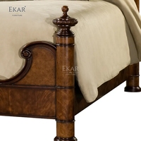 Cama Inglesa de Lujo EKAR Sovereign Manor |   Madera de Burl Tallada a Mano y Marco Tapizado |   Muebles de Dormitorio Principal de Primera Calidad