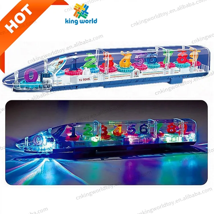 Đồ chơi trẻ em LED Light up Train đồ chơi với ánh sáng đầy màu sắc di chuyển bánh xe âm nhạc vui vẻ Giáo Dục Trong suốt bánh xe đồ chơi