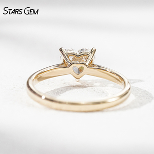 Anillo Solitario Starsgem de 1CT 2CT, Anillo de Compromiso de Oro Sólido de 14K con Diamante Cultivado en Laboratorio con Corte Corazón para Regalo - Product Image 4