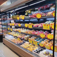 Commerciële luchtgordijnkoelkast met afstandsbediening, compressor, nachtgordijn, open display koeler voor vers fruit en groenten