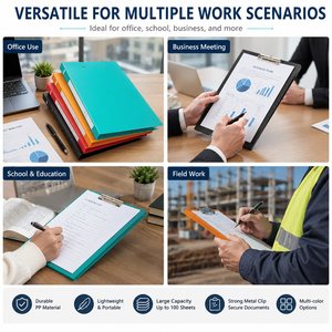 Cartella Portadocumenti A4 <span class=keywords><strong>con</strong></span> Doppia Clip, Cartella in Plastica Resistente <span class=keywords><strong>con</strong></span> Robuste Mollette Metalliche, Contiene 100 Fogli per Scuola e Ufficio - Product Image 4