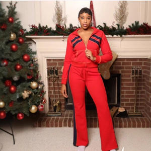 G01410C 2025 Herbst Neuheiten Damen Kontrastfarben-Jacken mit Hosen 2-teilige Sets - Product Image 3