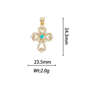Themed Pendants Cross Shape Crystal Rhinestone Bezel Setting Women's Everyday Wear Necklace Charm - Product Image 3