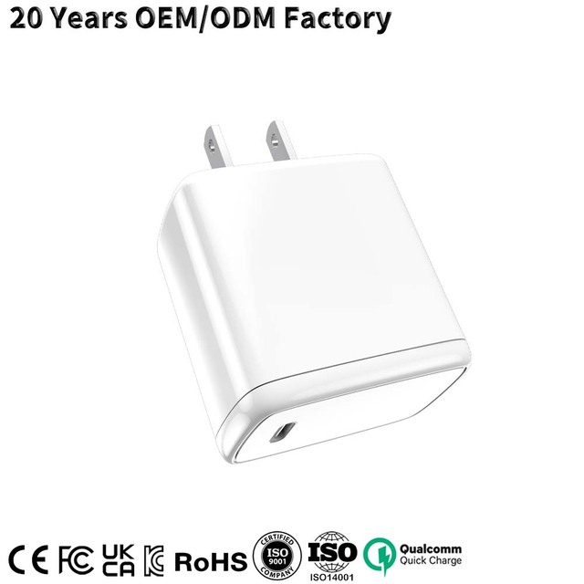 US Plug Type C 20W PD3.0 QC3.0 SCP 0.5A Fast Charger 5V3A OTP/OVP Protection for ETL FCC Certified for Mobile/Tablet/Laptop