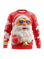 Kazak 3D Baskı Noel Baba Kardan Adam Polyester/Pamuk Deşarj Baskılı Kazak Sınır Ötesi Unisex Bisiklet Yaka Ceket