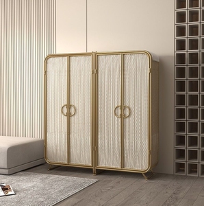 Armadio Nordico Moderno Semplice a Quattro Ante in Ferro, Impermeabile, Ignifugo, Ecologico, con Appendiabiti, Arredamento per la Casa - Product Image 1