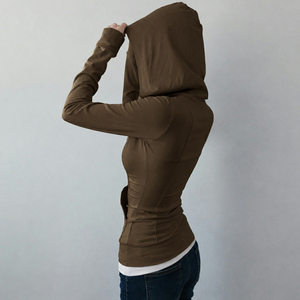 American Casual Zip Up Hoodie Slim Fit Slimming Long Sleeve <b>Layering</b> <b>Top</b> Spring Fall Light Jacket for Women - Product Image 3