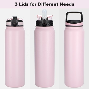 Bouteille d'eau isotherme pour enfants en acier inoxydable à double paroi de 1000 ml avec paille - Product Image 2