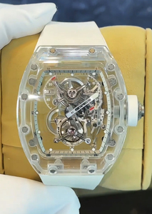 High-quality Full Transparent Crystal <b>Skeleton</b> <b>Automatic</b> <b>Watch</b> With White Rubber Strap - Product Image 6