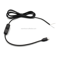 Kabel saklar Tipe C Tipe C ke kabel terbuka dengan LED on off untuk Printer komputer pemindai Barcode