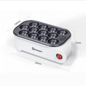 Pembuat Takoyaki Mini Otomatis untuk Rumah Tangga, Mesin Pembuat Kue Bola Gurita Jepang Multifungsi dengan Pelat Anti Lengket 220V/Putih - Product Image 1