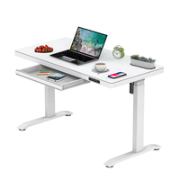 Bureau debout électrique réglable en hauteur avec tiroir, mobilier de bureau, table ergonomique relevable avec plateau en verre trempé